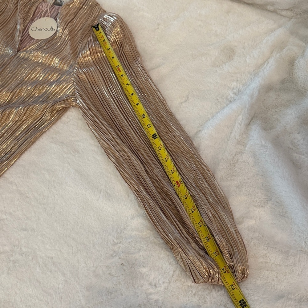 Chenault Gold Crinkle Party Blouse - Picture 12 of 13